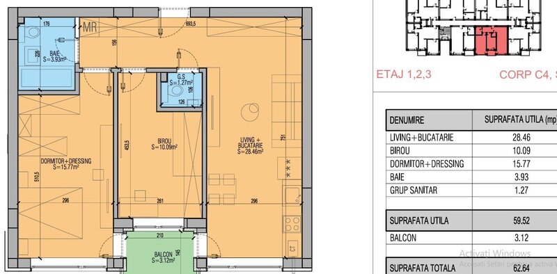 Ilfov 3cam. studio/ central/ langa STB 440,439 - cu capat metrou Piata Sudului